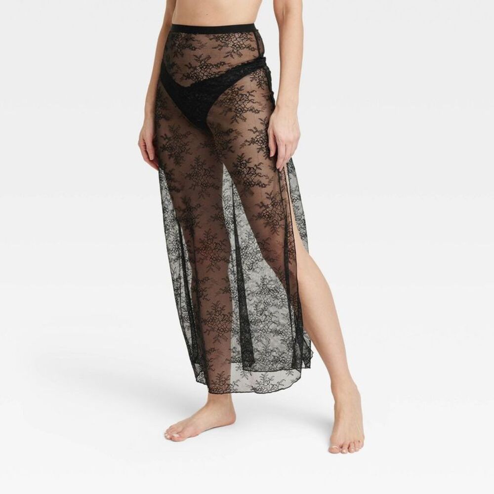 Auden - Women's Lace Unlined Lingerie Skirt - Auden Black  Black
